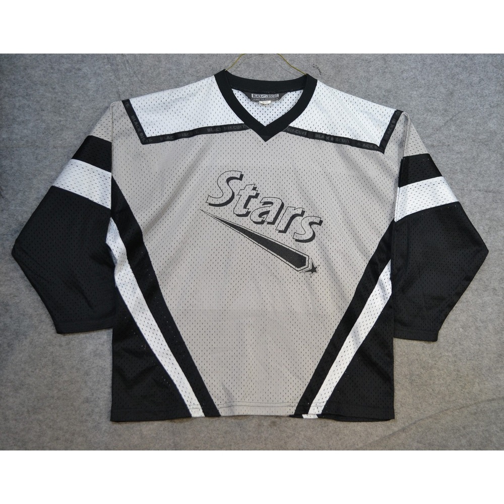 Vintage Black Biscuit Jersey Youth One Size Gray Black Stars 34 Hockey Shirt USA